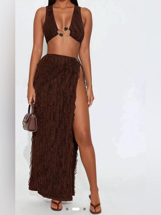 Fashion Nova Dresses & Skirts - Fashion Nova Ocean front skirt Set - Brown